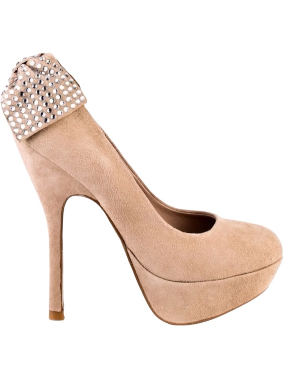 Steve Madden Parfait Blush Suede Diamond Bow High Heels Women’s Size 8.5